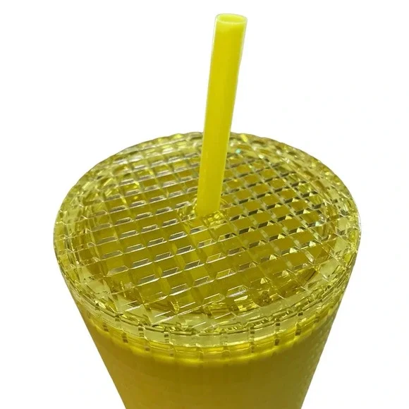 Yellow grid Starbucks tumbler. - Picture 4 of 4